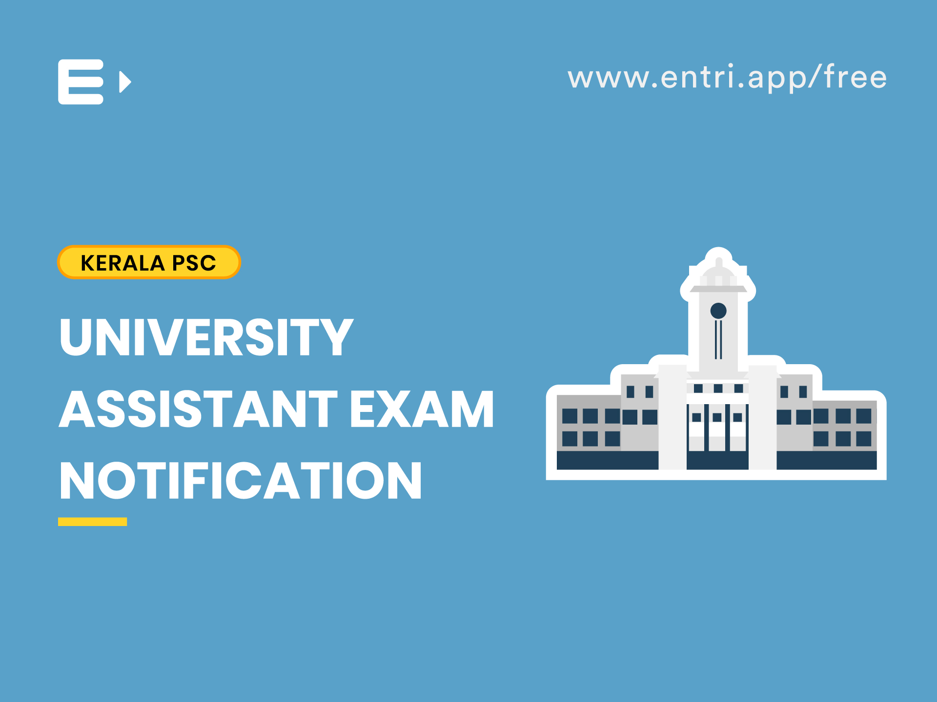Kerala PSC University Assistant Exam Notification 2018