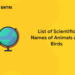 scientific names of animals and birds