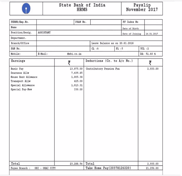 axis bank employee salary slip