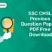 SSC CHSL Previous Question Papers PDF Free Download