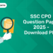 SSC CPO Question Paper 2025 - Download PDF