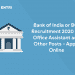 Bank of India Recruitment for Office Assistant, Other Posts