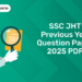 SSC JHT Previous Year Question Paper 2025 PDF