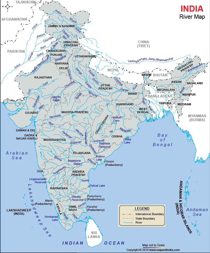 Rivers of India map