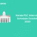 Kerala PSC Interview Schedule October 2020