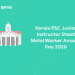 Kerala PSC Junior Instructor Sheet Metal Worker Answer Key 2020