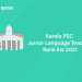 Kerala PSC Junior Language Teacher ranklist 2021
