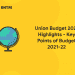 Union Budget 2021 Highlights - Key Points of Budget 2021-22