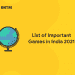 List of Important Games in India 2021