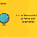 List of Natural Acids of Fruits and Vegetables