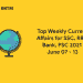 Top Weekly Current Affairs for SSC, RRB, Bank, PSC 2021 June 07 - 13