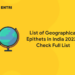 List of Geographical Epithets in India 2023 - Check Full List