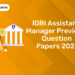 IDBI Assistant Manager Previous Question Papers 2025