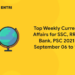 Top Weekly Current Affairs for SSC, RRB, Bank, PSC 2021 September 06 to 12