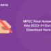MPSC Final Answer Key 2020-21 Out - Download Here