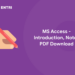 MS Access - Introduction, Notes PDF Download