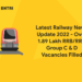 Latest Railway News Update 2022 – Over 1.89 Lakh RRB/RRC Group C and D Vacancies Filled