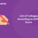 List of Colleges According to GATE Score