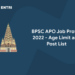BPSC APO Job profile - Age limit and Post list