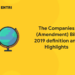 The Companies (Amendment) Bill 2019 definition and Highlights