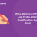 RPSC Defence Officer Job Profile 2022- Qualification, Age Limit