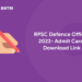 RPSC Defence Officer 2022- Admit Card, Download Link