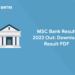 MSC Bank Result 2022 Out Download Result PDF