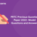 PRTC Previous Question Paper 2022- Model Questions and Answers