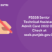 PSSSB Senior Technical Assistant Admit Card 2022 Out Check at sssb.punjab.gov.in