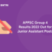 APPSC Group 4 Results 2022 Out for Junior Assistant Posts