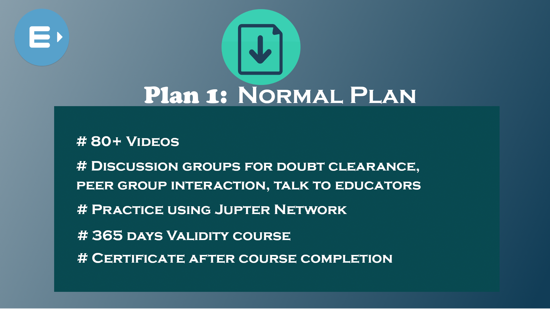 Normal Plan Data Science course