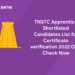 TNSTC Apprentice Shortlisted Candidates List for Certificate verification 2022
