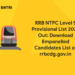 RRB NTPC Level 5 Provisional List 2022 Out