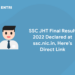 SSC JHT Final Result 2022