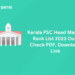 Kerala PSC Head Master Rank List 2023 Out: Check PDF, Download Link