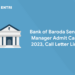Bank of Baroda Senior Manager Admit Card