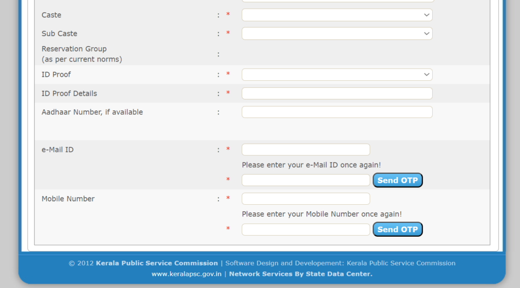 Kerala PSC New Registration