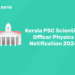 Kerala PSC Scientific Officer Physics Notification 2024