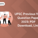UPSC Previous Year Question Paper 2023: PDF Download, Link