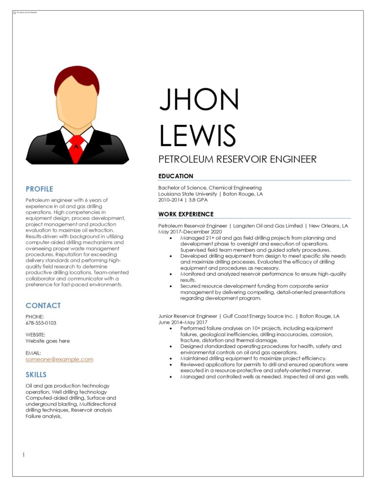 Sample Resume for Oil and Gas Industry Jobs