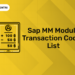 Sap MM Module Transaction Codes List