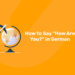 How to Say How Are You in German