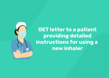 OET letter to a patient providing detailed instructions for using a new inhaler