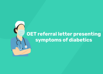 OET referral letter presenting symptoms of diabetics