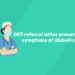 OET referral letter presenting symptoms of diabetics