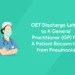 OET discharge letter to a general practitioner for a patient recovering from pneumonia