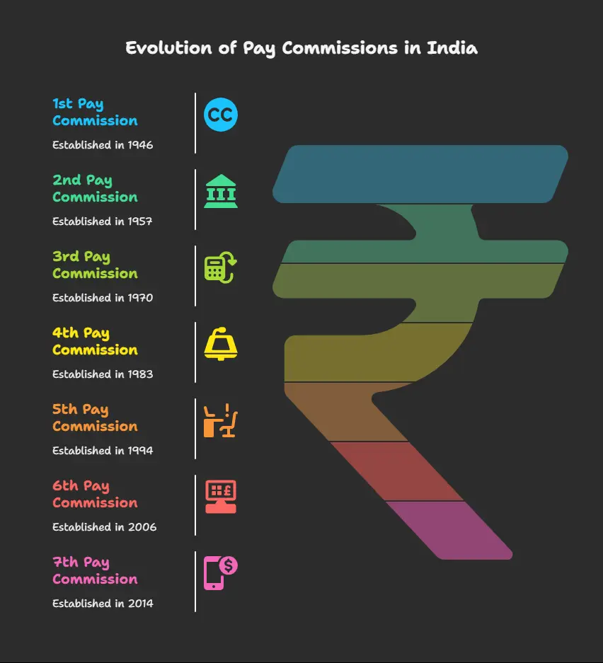 Pay Commissions in India along with the years they were constituted