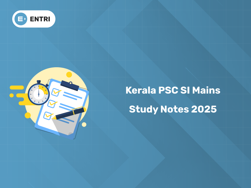 Kerala PSC SI Mains Study Notes 2025: Special Topics MCQs PDF