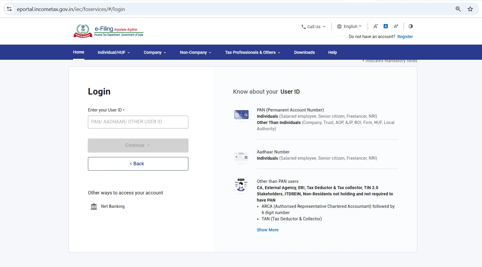 Income Tax e-Filing Portal