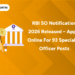 RBI SO Notification 2026 Released – Apply Online for 93 Specialist Officer Posts